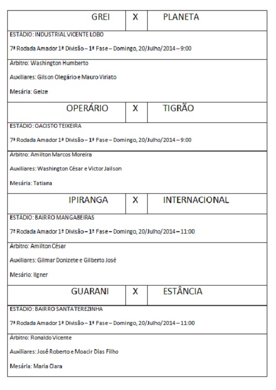 Arbitragem 7ª rodada Amadorão 1ª Fase - 2